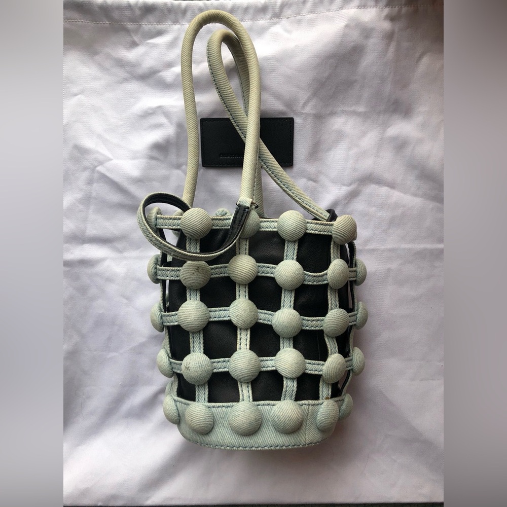 Alexander Wang Nappa Denim Dome Studded Mini Roxy Bucket Bag